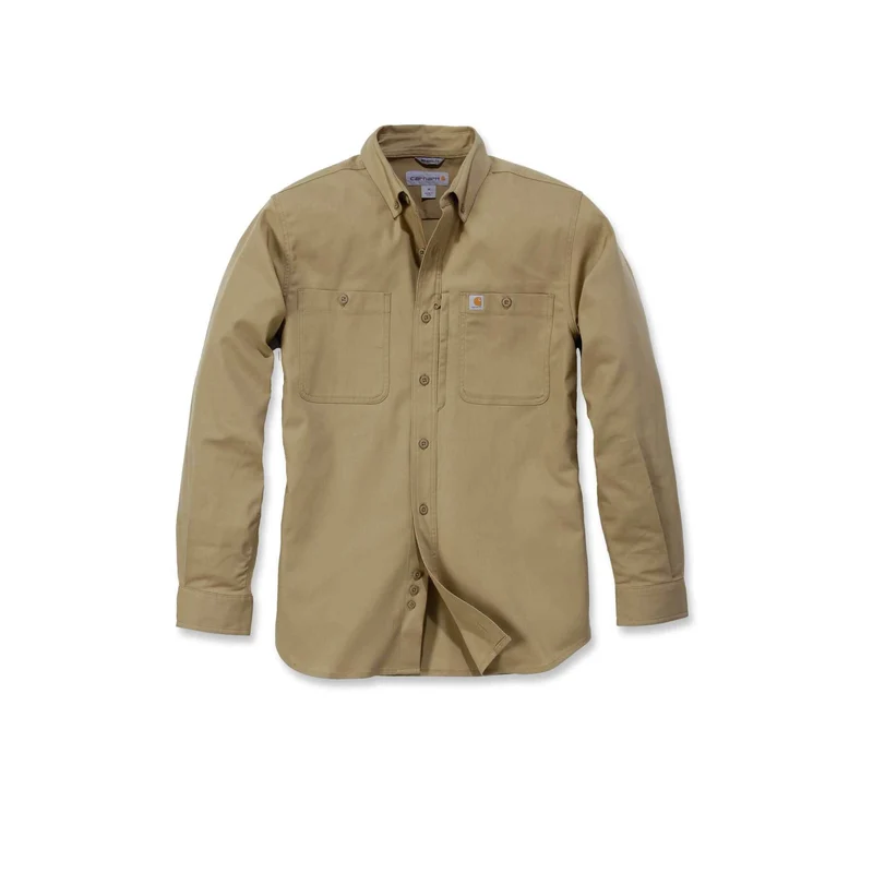 Carhartt Rugged Professional Relaxed Fit Canvas Long-Sleeve Work Shirt 102538 Dark Khaki / XXL
