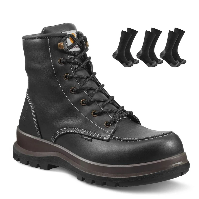 Carhartt Special Offer Hamilton Work Boots F702901 Pack - Hamilton S3 Composite Safety Toe Waterproof Work Boots + 3 Pack Carhartt Socks Black / 7 UK | 41 EU | 8.5 US / Matched to Boot Size