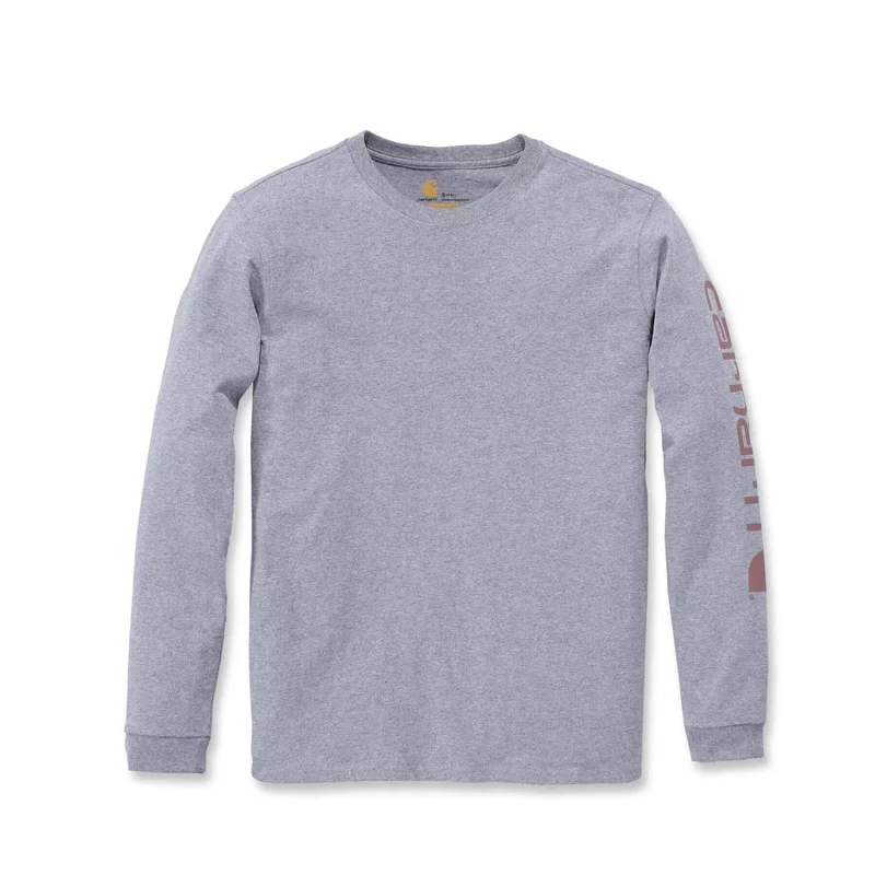 Carhartt Workwear Womens Logo Heavyweight Long Sleeve T-Shirt 103401 Heather Grey / XL