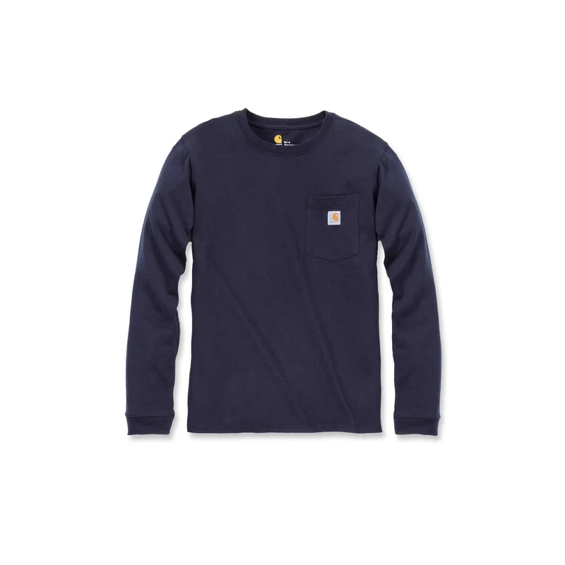 Carhartt Workwear Womens Heavyweight Loose Fit Long Sleeve T-Shirt with Pocket 103244 Navy / S
