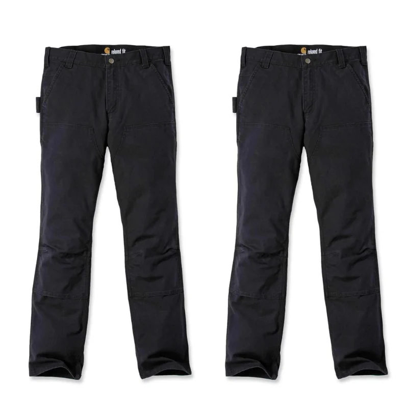 Twin Pack Deal - Carhartt Slim Fit Stretch Duck Double Front Trousers 103340 Black / 32 / 34