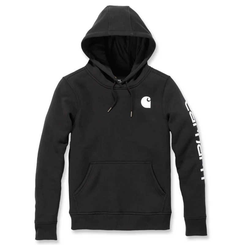 Carhartt Womens Sleeve Graphic Logo Hooded Sweatshirt 102791 Black / M