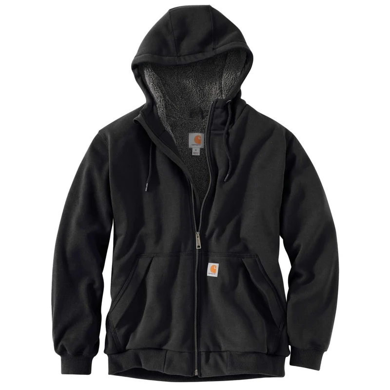 Carhartt Rain Defender Relaxed Fit Midweight Sherpa-Lined Full-Zip Hoodie Sweatshirt 103308 Black / L