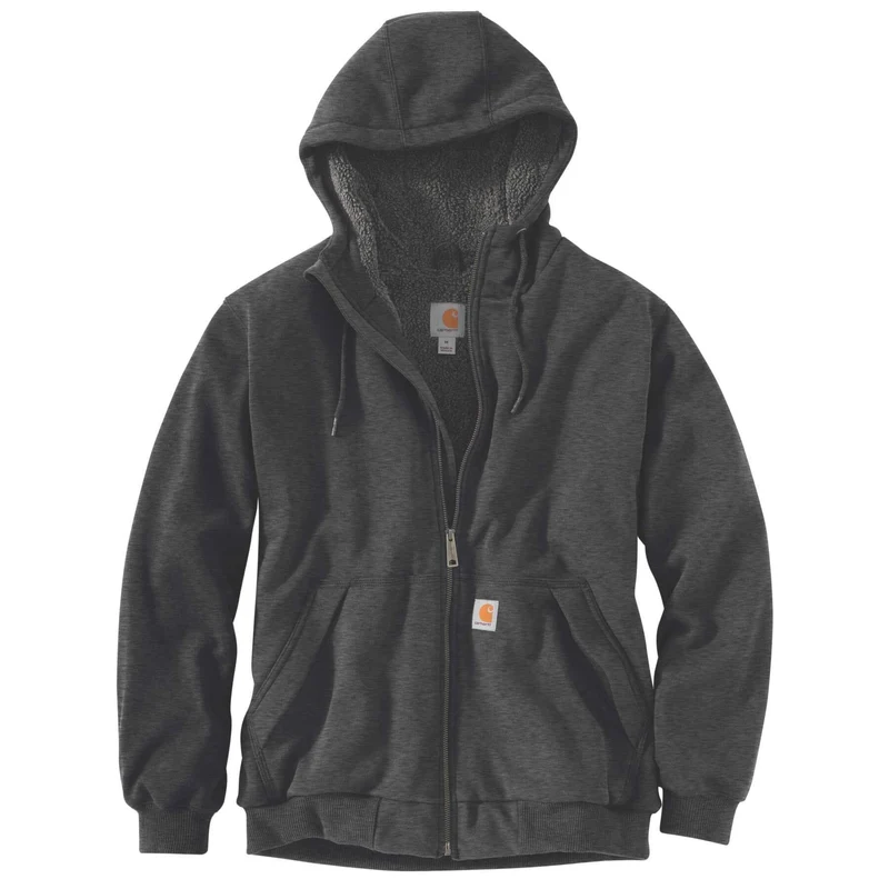 Carhartt Rain Defender Relaxed Fit Midweight Sherpa-Lined Full-Zip Hoodie Sweatshirt 103308 Carbon Heather / L