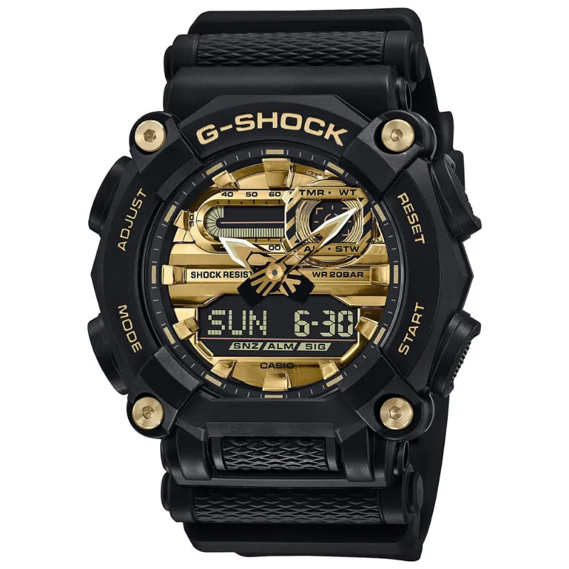 Reloj Casio G-Shock GA900AG-1A Digital Analógico Resina Negro Dorado