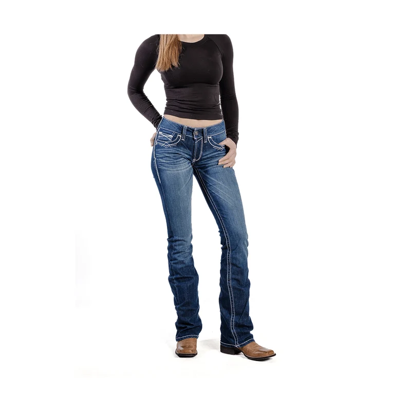 Ariat Women's R.E.A.L. Mid Rise Stretch Entwined Boot Cut Jean 28 / R-33"