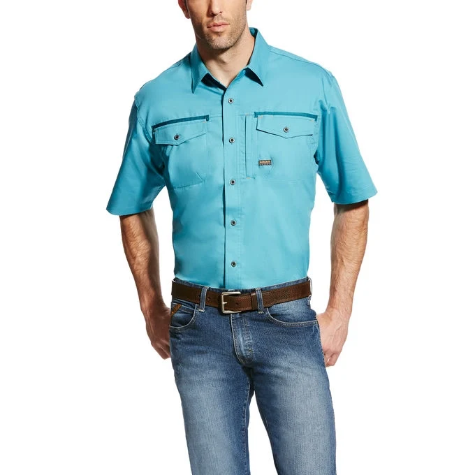 Ariat Men's Rebar Short Sleeve Work Shirt - Larkspur Larkspur / Large Tall
