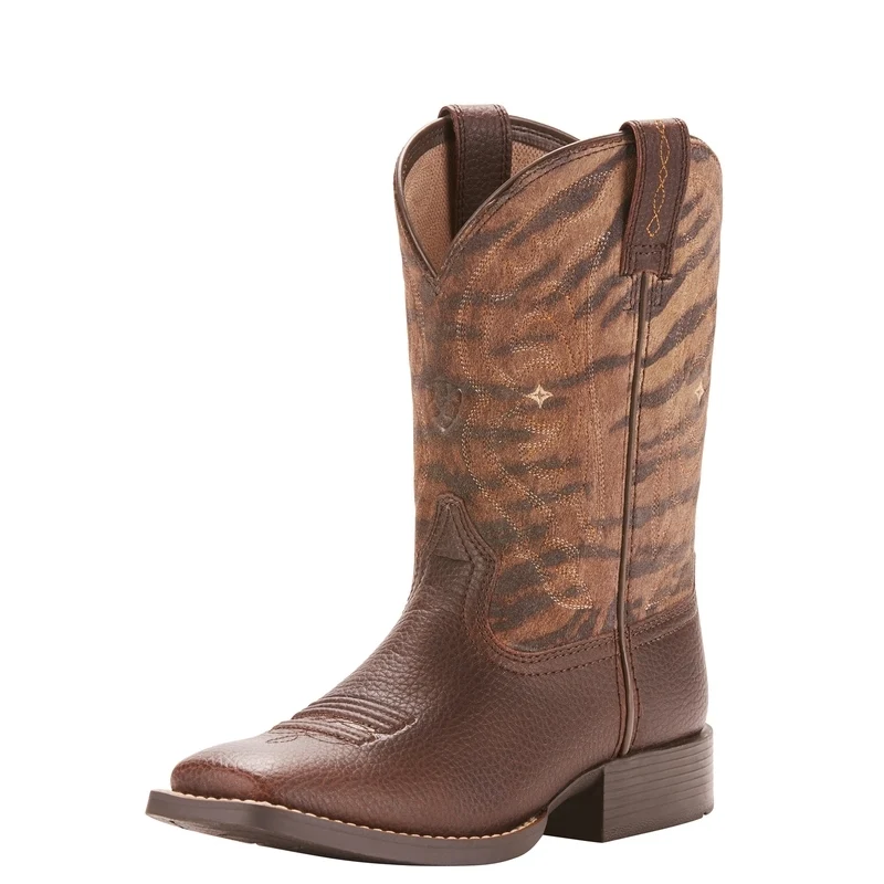 Ariat Kids Quickdraw Western Boots Pebbled Pinecone/Vintage Tiger / 12 M