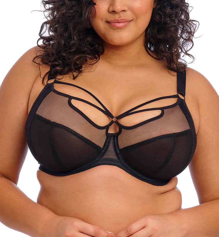 Elomi Sachi Banded Plunge Underwire Bra (4350) - Black 36GG