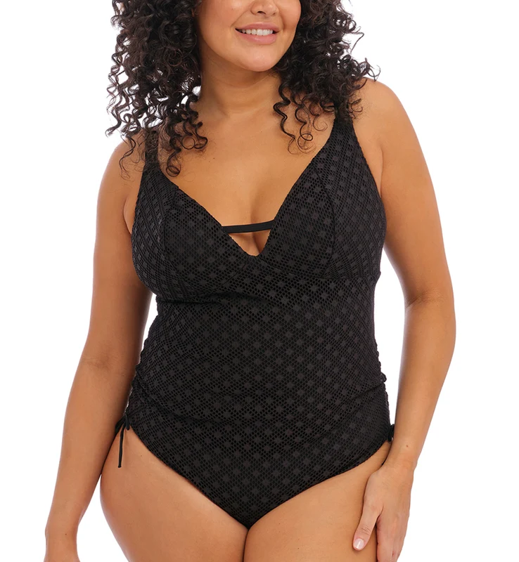 Elomi Bazaruto Plunge Non Wire One Piece Swimsuit (ES800643) - Black 42H