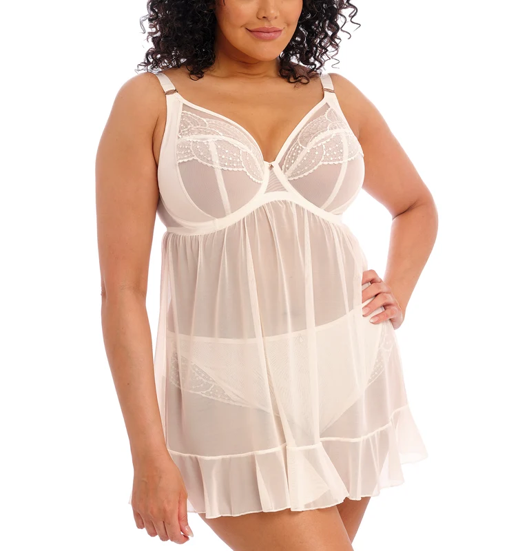 Elomi Priya Plunge Underwire Babydoll (4551) - Vanilla 32H