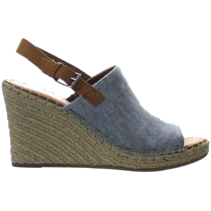 Toms Monica Womens Denim Wedges 6