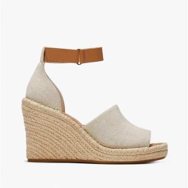 TOMS MARISOL Womens Fabric Wedge Sandals Natural UK 4