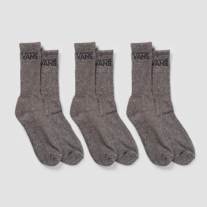 Vans Classic Crew Socks 3 Pack Black Heather - Unisex 8.5-12uk / Black Heather