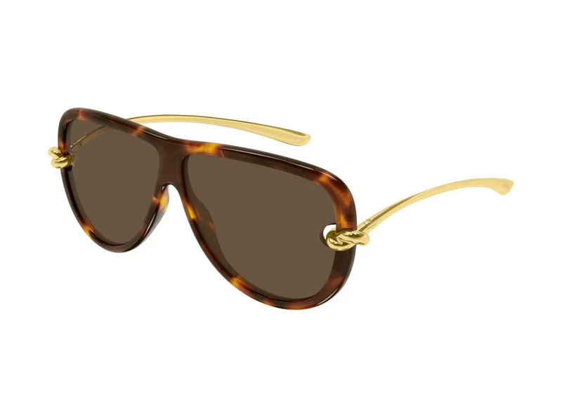 Bottega Veneta Bv1513s Tortoiseshell Gold Temple Oversized Sunglasses One Size