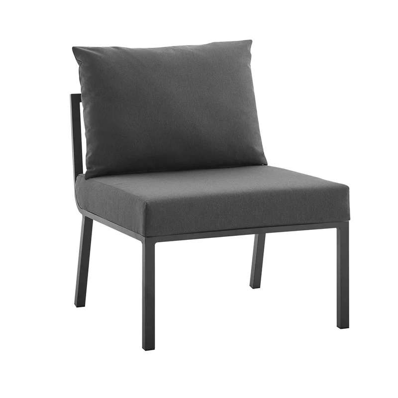 Riverside Outdoor Patio Aluminum Armless Chair by Modway Gray Charcoal