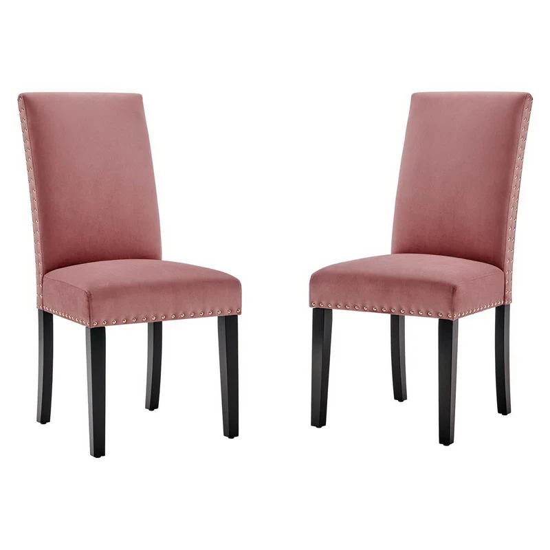 Parcel Performance Velvet Dining Side Chairs Set of 2 by Modway Dusty Rose