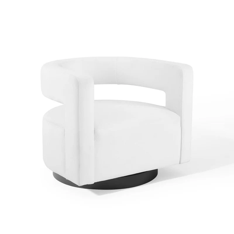 Spin Cutaway Performance Velvet Swivel Armchair by Modway White