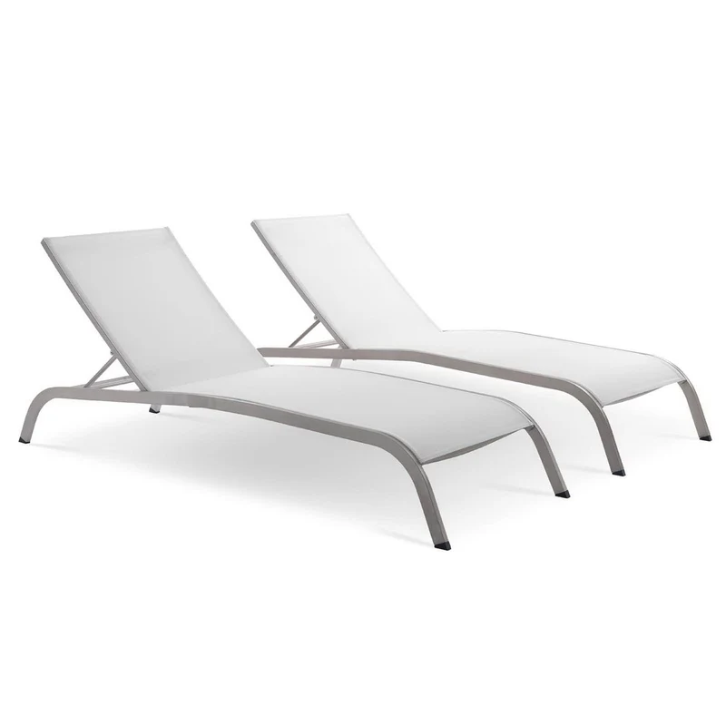Savannah Outdoor Patio Mesh Chaise Lounge Set of 2 by Modway White