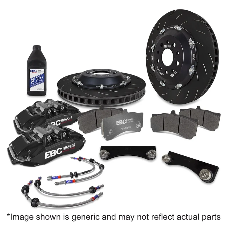 EBC Racing 03-09 Nissan 350Z 3.5L Black Apollo-6 Calipers 355mm Rotors Front Big Brake Kit