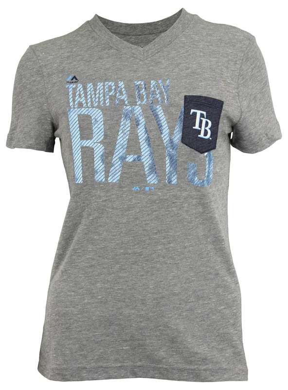 Outerstuff MLB Girls Youth Tampa Bay Rays Heather Gray Short Sleeve T-Shirt with Pocket Medium