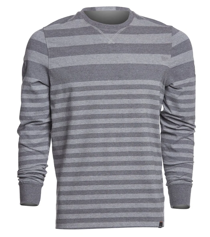 prAna Men's Setu Crew Yoga Pullover Gravel Stripe / XXL