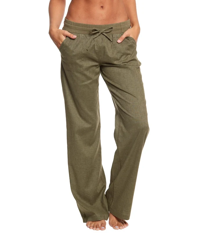 prAna Mantra Hemp Straight Leg Yoga Pants Cargo Green / L