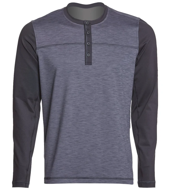 prAna Men's Zylo Henley Charcoal Colorblock / M
