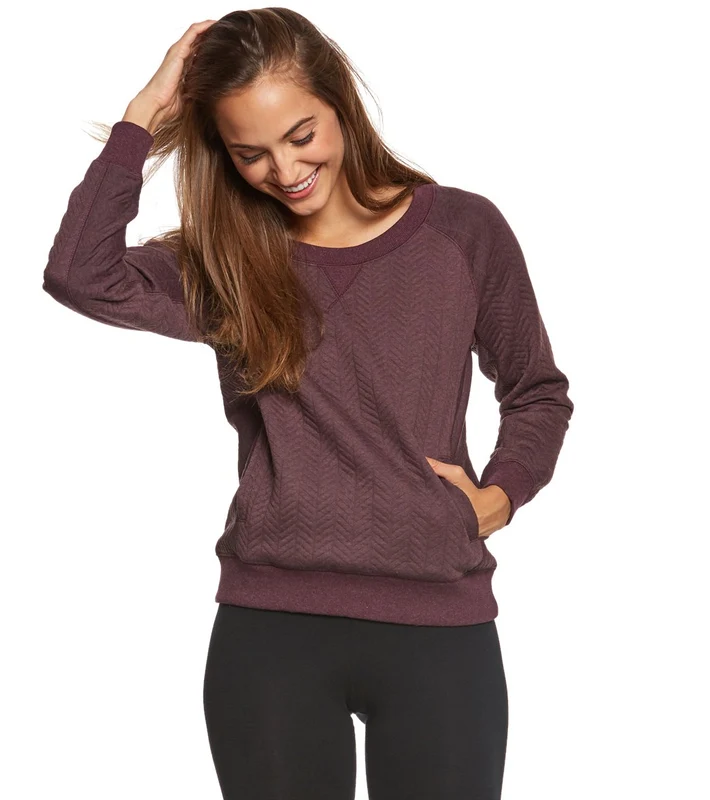 prAna Silverspring Yoga Pullover Dark Plum / S