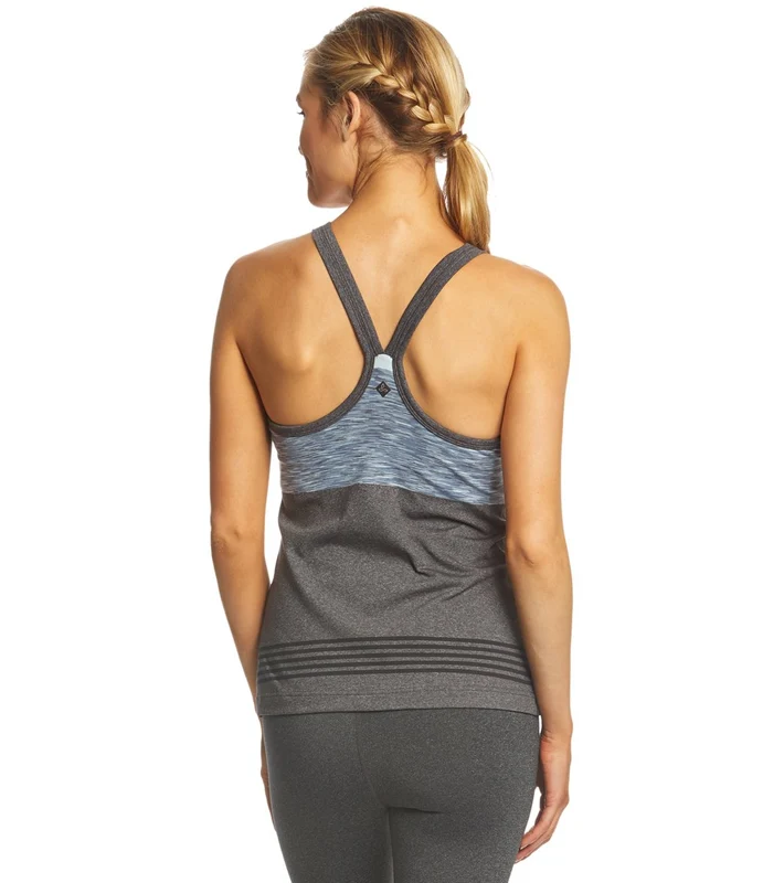 prAna Alois Yoga Support Tank Top Charcoal Heather Stripe / M