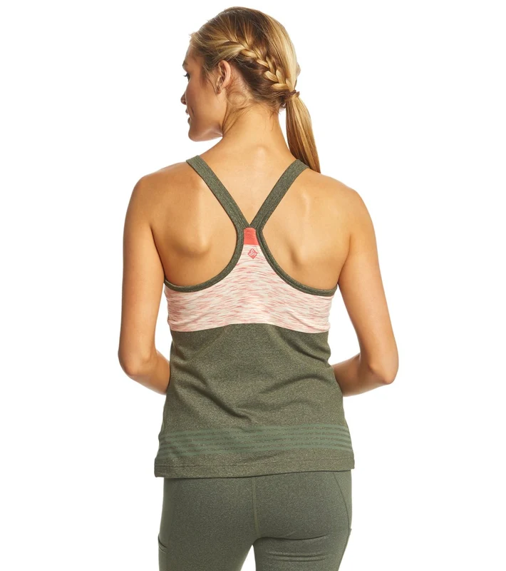 prAna Alois Yoga Support Tank Top Forest Heather Stripe / S