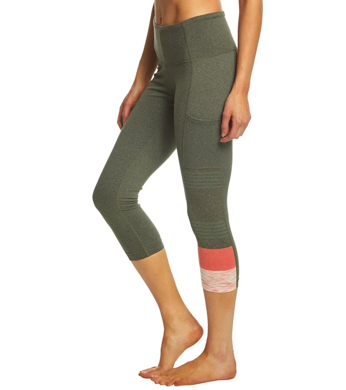 prAna Borra Pocket Yoga Capris With Pockets Forest Heather Stripe / XS