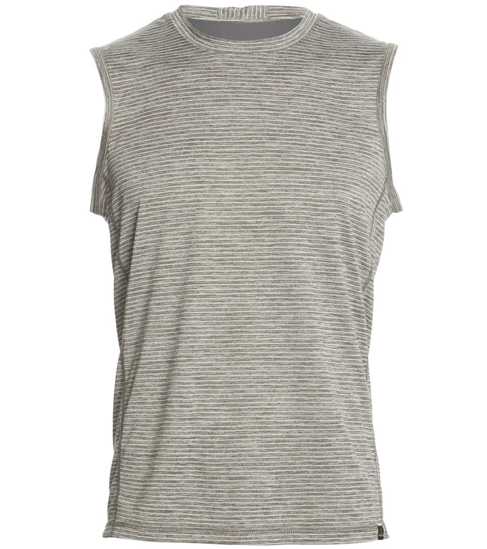 prAna Men's Hardesty Muscle Tee Titainium Grey Stripe / XS