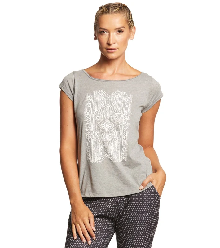 prAna Longline Yoga Short Sleeve Tee Reflection Heather Grey / XL