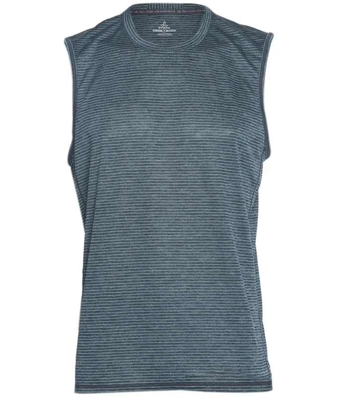 prAna Men's Hardesty Muscle Tee Grey Blue Stripe / L