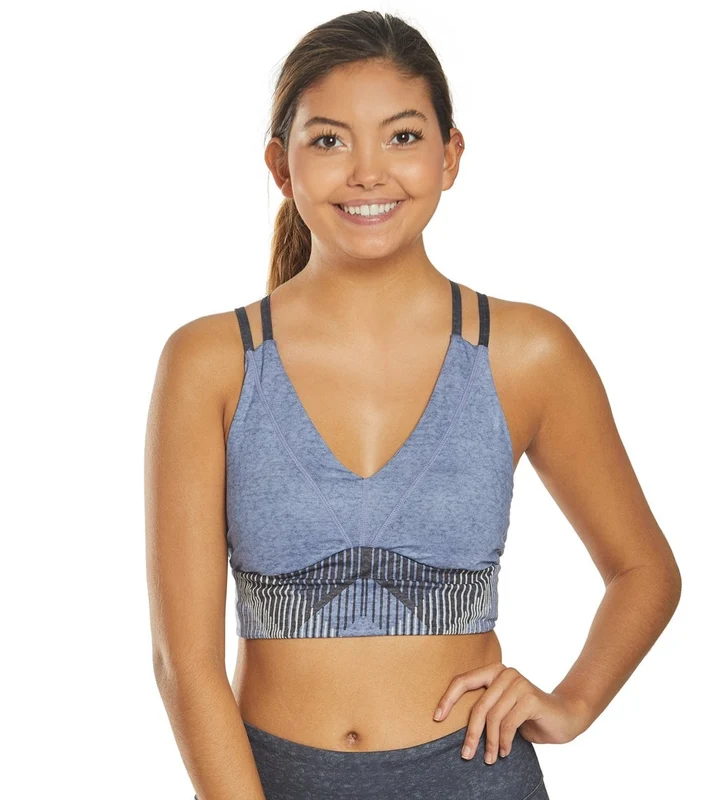 prAna Quartizte Crop Yoga Top Blue Sangria / L