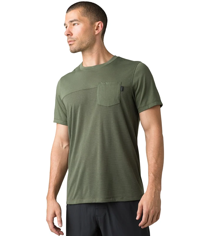 prAna Men's Milo Short Sleeve Tee Rye Green / L