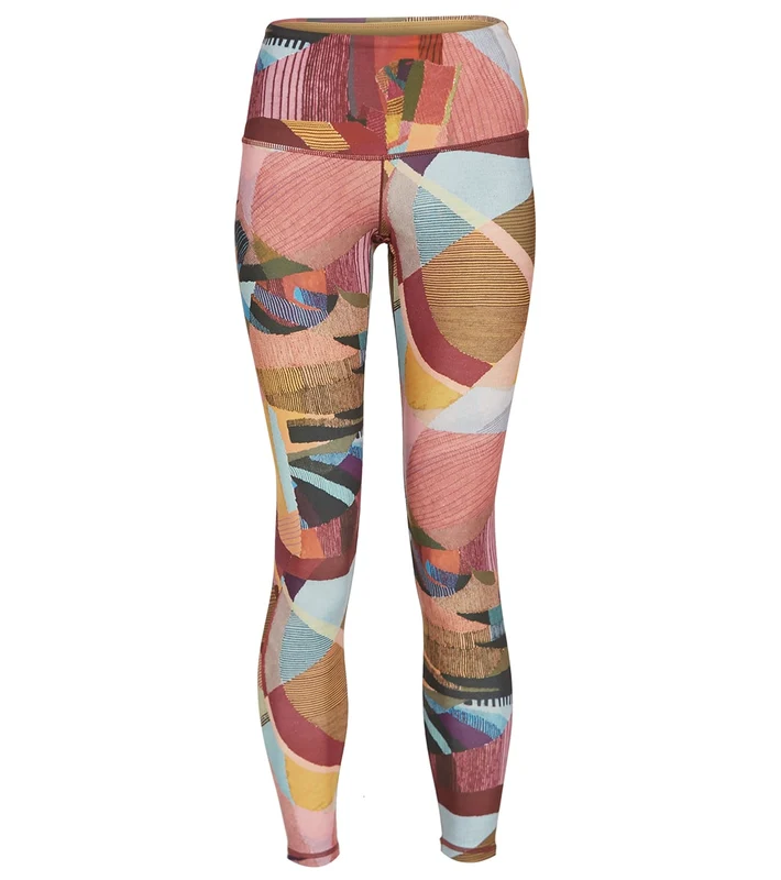 prAna Kimble Printed 7/8 Yoga Leggings Wine Mixer / L