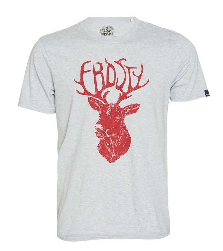 prAna Men's Y'Olde Holiday T-Shirt Raisin Heather Santa / XXL