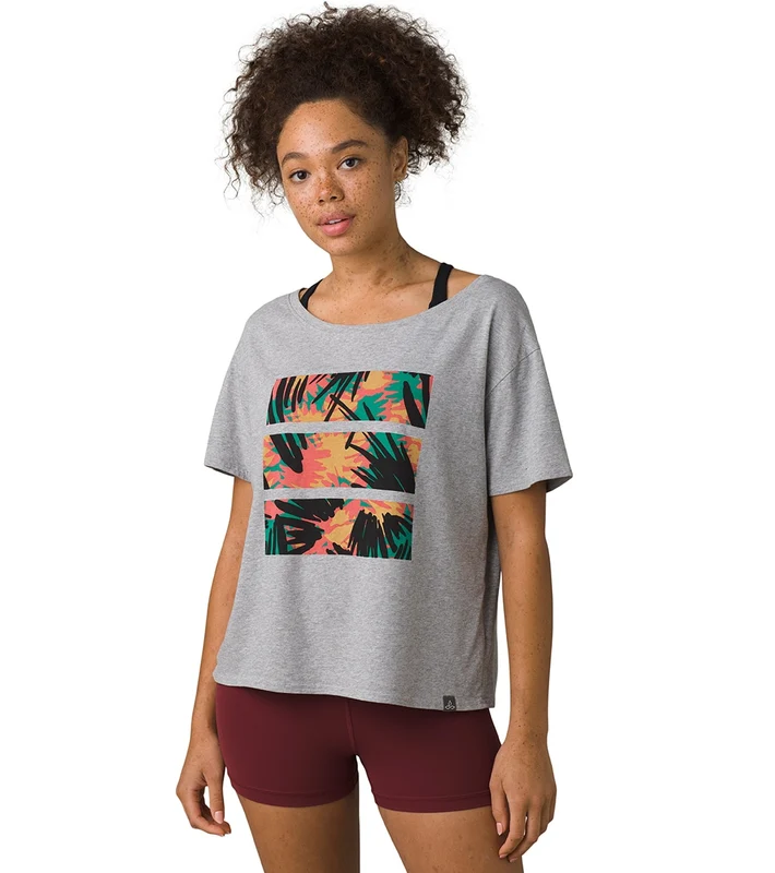 prAna Organic Graphic Tee Heather Grey Jungle / S