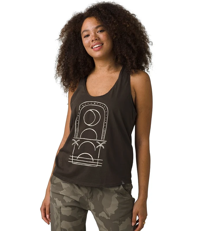 prAna Organic Graphic Tank Washed Black Moonrise / XL