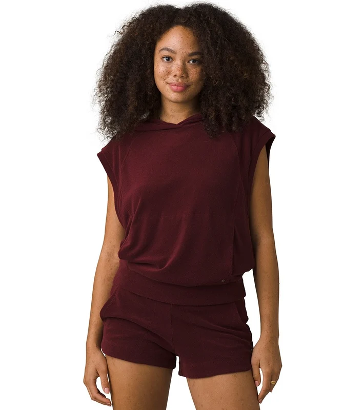 prAna Anilio Short Sleeve Hoodie Maroon / XL