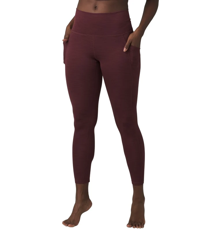 prAna Becksa 7/8 Yoga Leggings Maroon Heather / XS