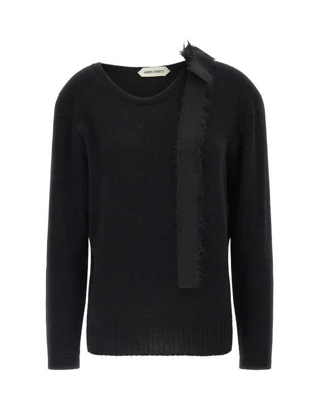 Alberta Ferretti Asymmetrical Bow Cashmere Sweater IT 40