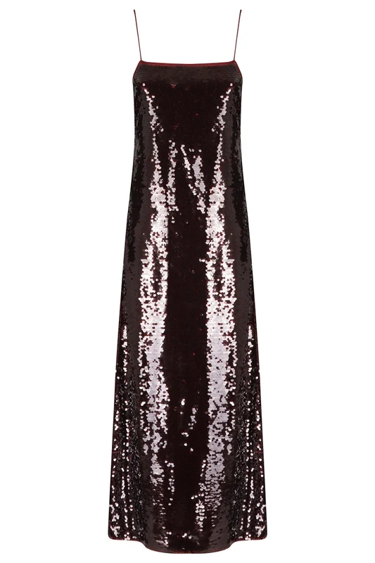 Alberta Ferretti Sequin-Embellished Spaghetti Straps Midi Dress IT 42