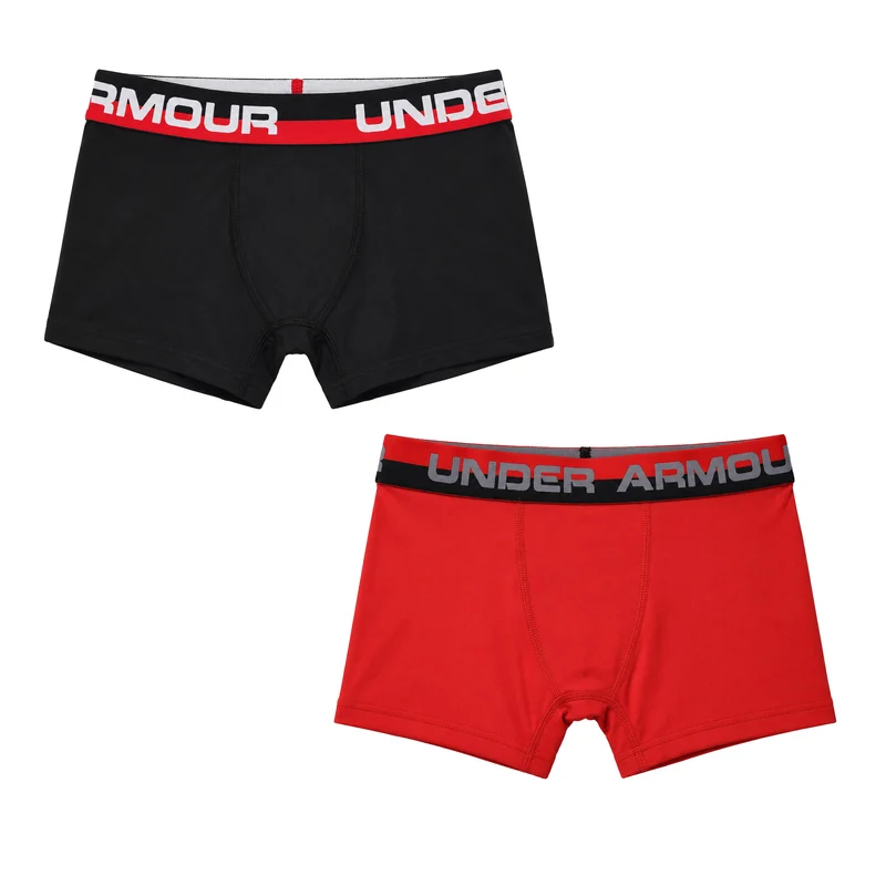 Under Armour 2-Pack Kids Black/Red Boxer Shorts YS