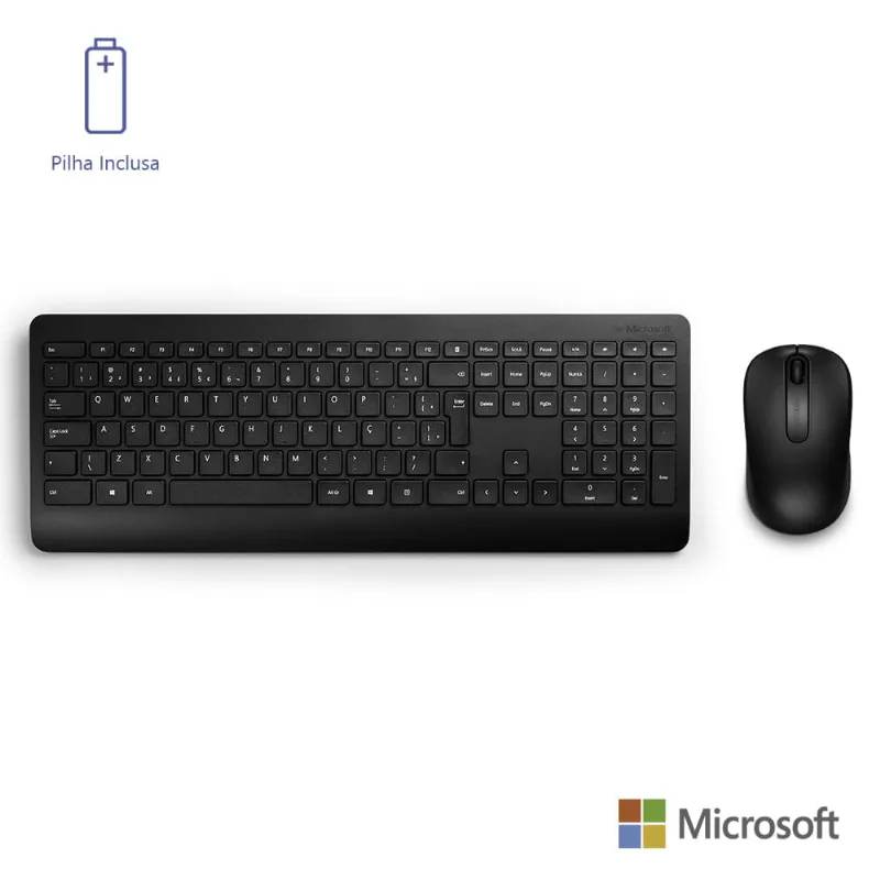 Kit Sem Fio para Desktop 900 Microsoft USB com Mouse Sensor Optico Ambidestro 100 e Teclado Multimidia Slim Criptografia - PT300005 PT300005
