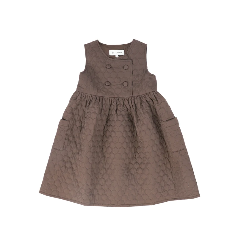 OLIVIA ROHDE COFFEE DOUBLE BREASTED QUILTED DRESS 6