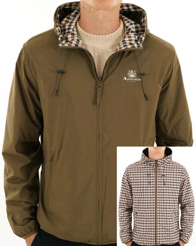 Aquascutum Hooded Sailor Reversible Jacket Army Green M