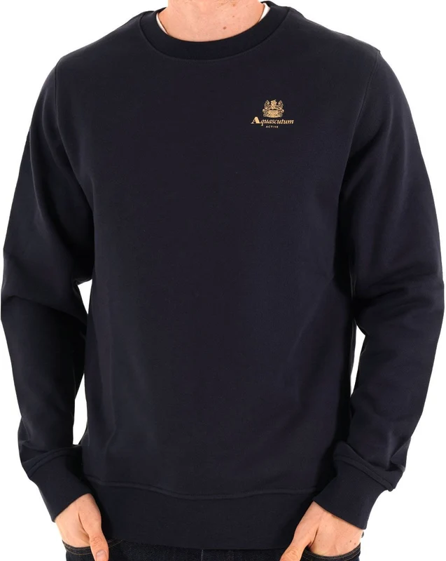 Aquascutum Small Logo Crew Sweatshirt Navy L